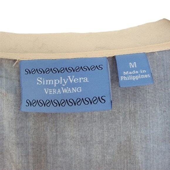 Simply Vera Sleeveless‎ Asymmetric Watercolor Print Blouse Woman Size M Peach - Picture 4 of 10